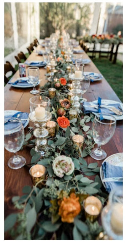 Wedding tablescape with fresh floral runner