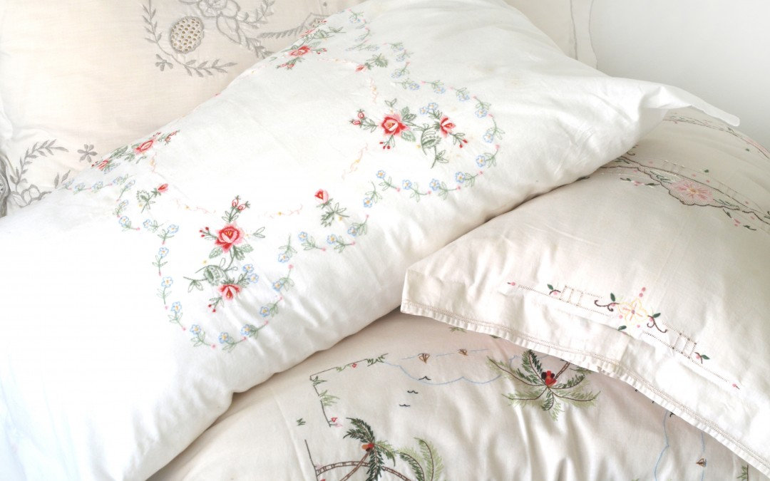 Pillow cases made from vintage linens