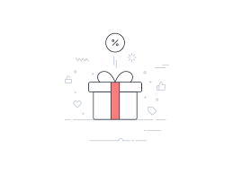 Gift box outline with percentage symbol above it