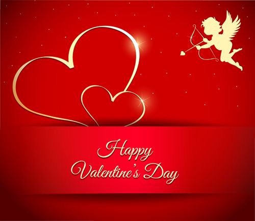 Happy Valentine message with cupid and hearts