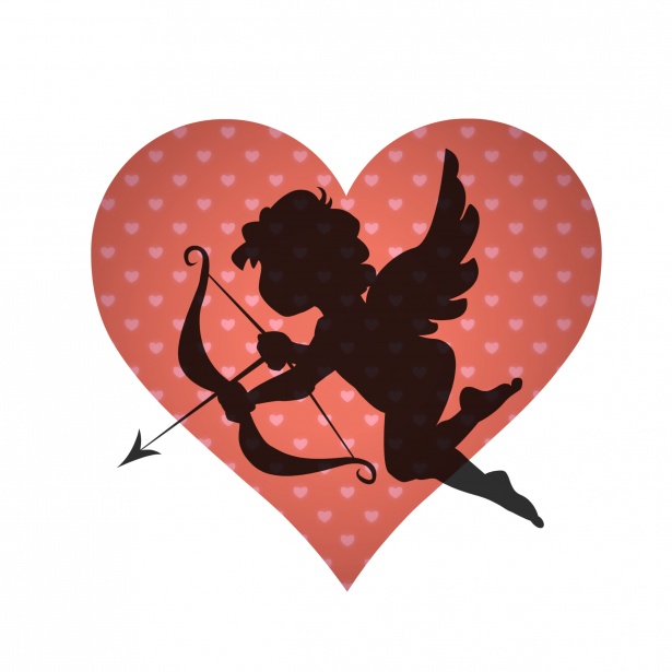 Silhouette of cupid holding his bow and arrow