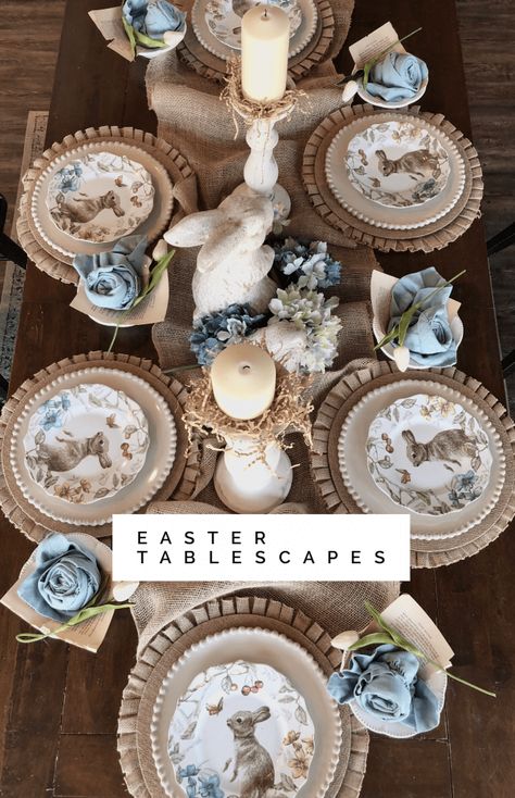 Gold and white Easter table setting