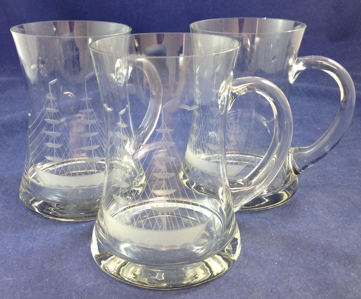 Glass mugs with nautical theme