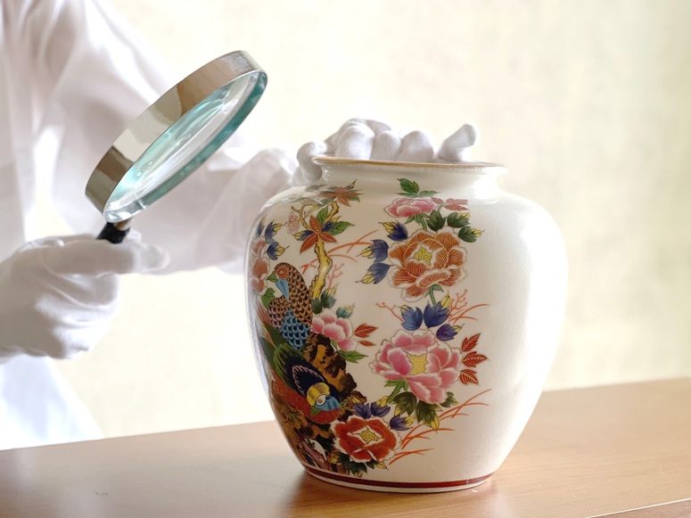Examining pottery