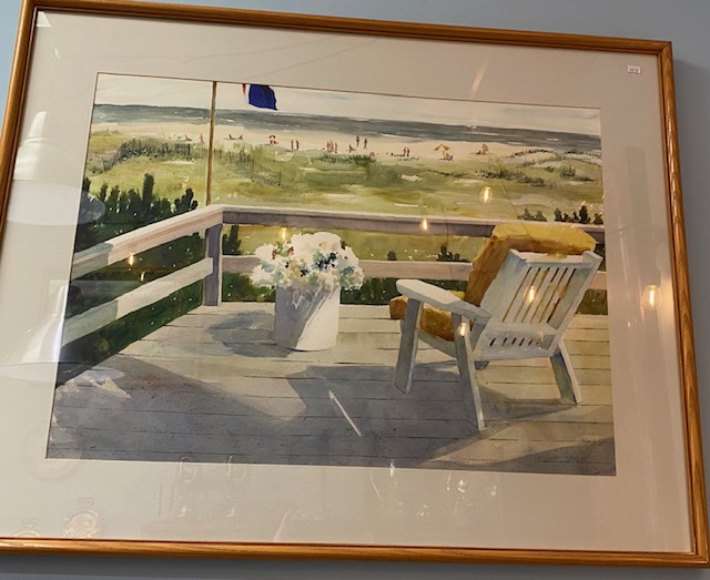 Deck and beach scene artwork