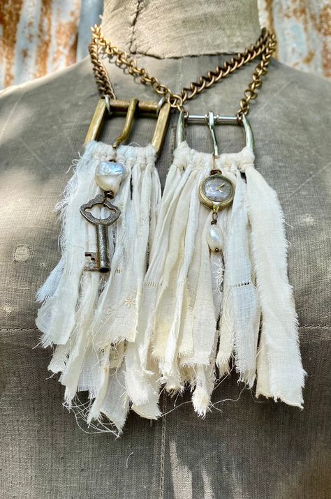 DIY necklace with belt buckle handkerchief and keys