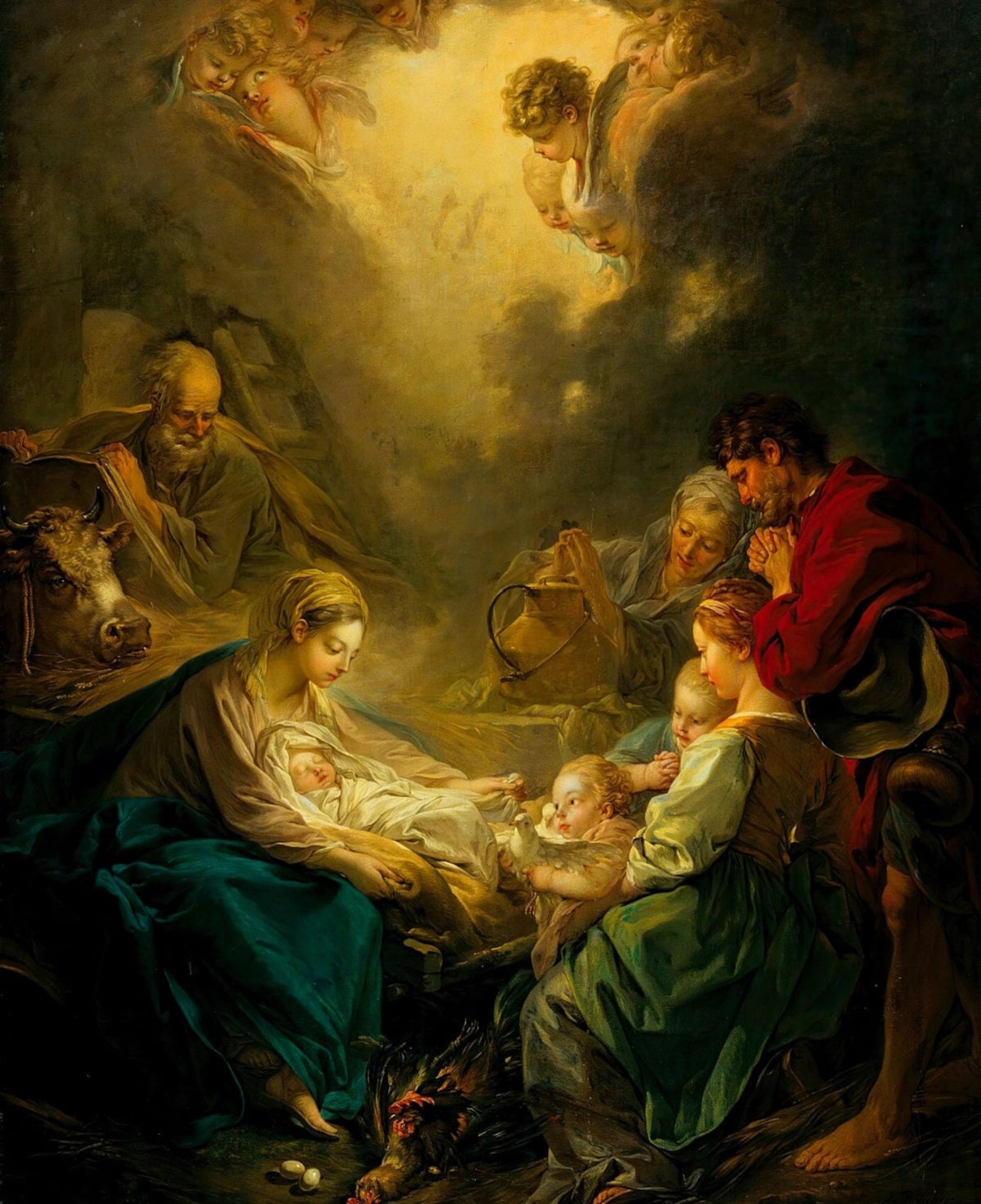 Nativity scene painting