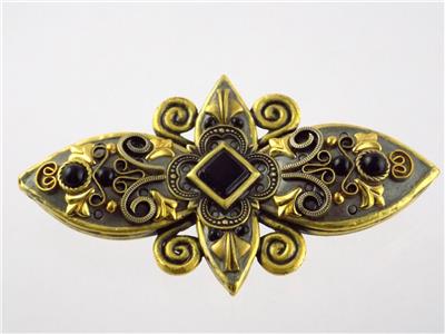 Vintage Michael Golan gold and black brooch pendant