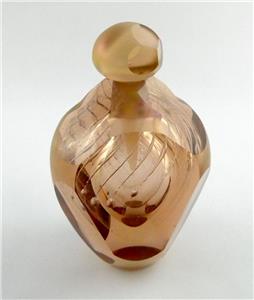 Dusty Rose Colored Iridescent Art Glass Perfume Bottle 