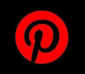 Red Pinterest icon with black background