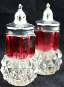 Vintage crystal salt and pepper shakers
