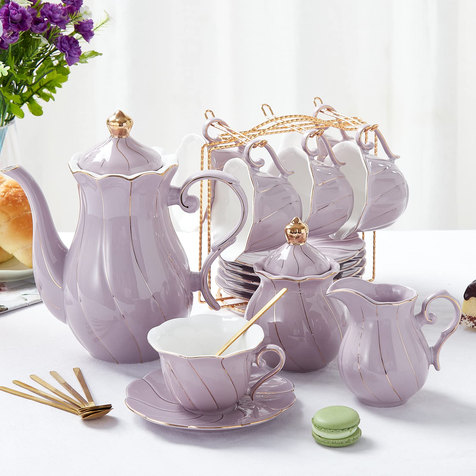 Lavender tea pot and cup set