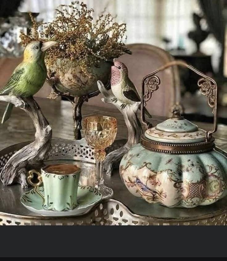 Vintage teapot and demitasse cup
