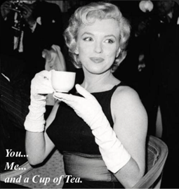 Marilyn Monroe drinking tea